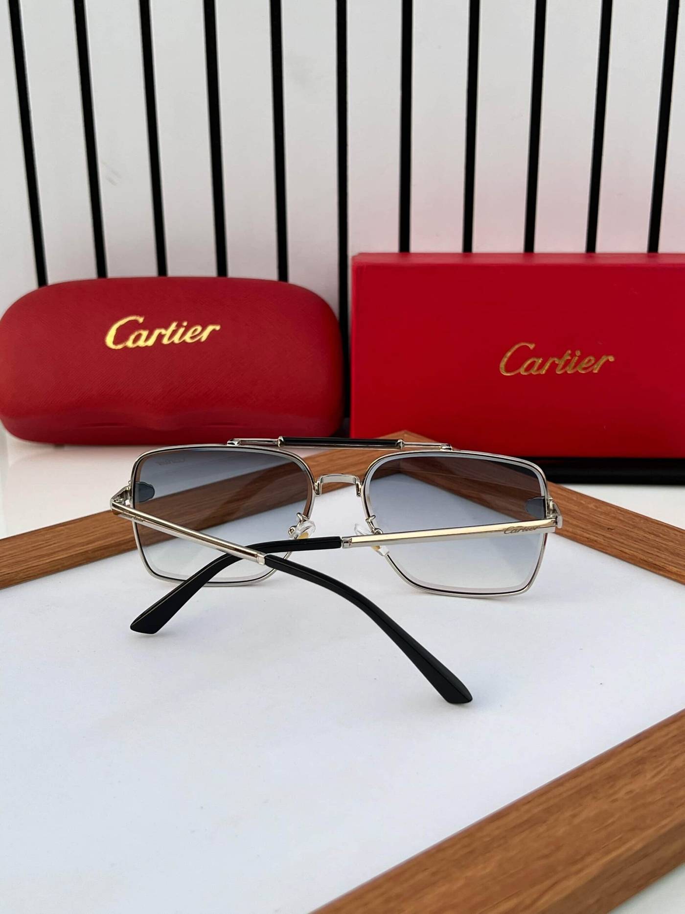 Cartier Sunglass 502 silver blue
