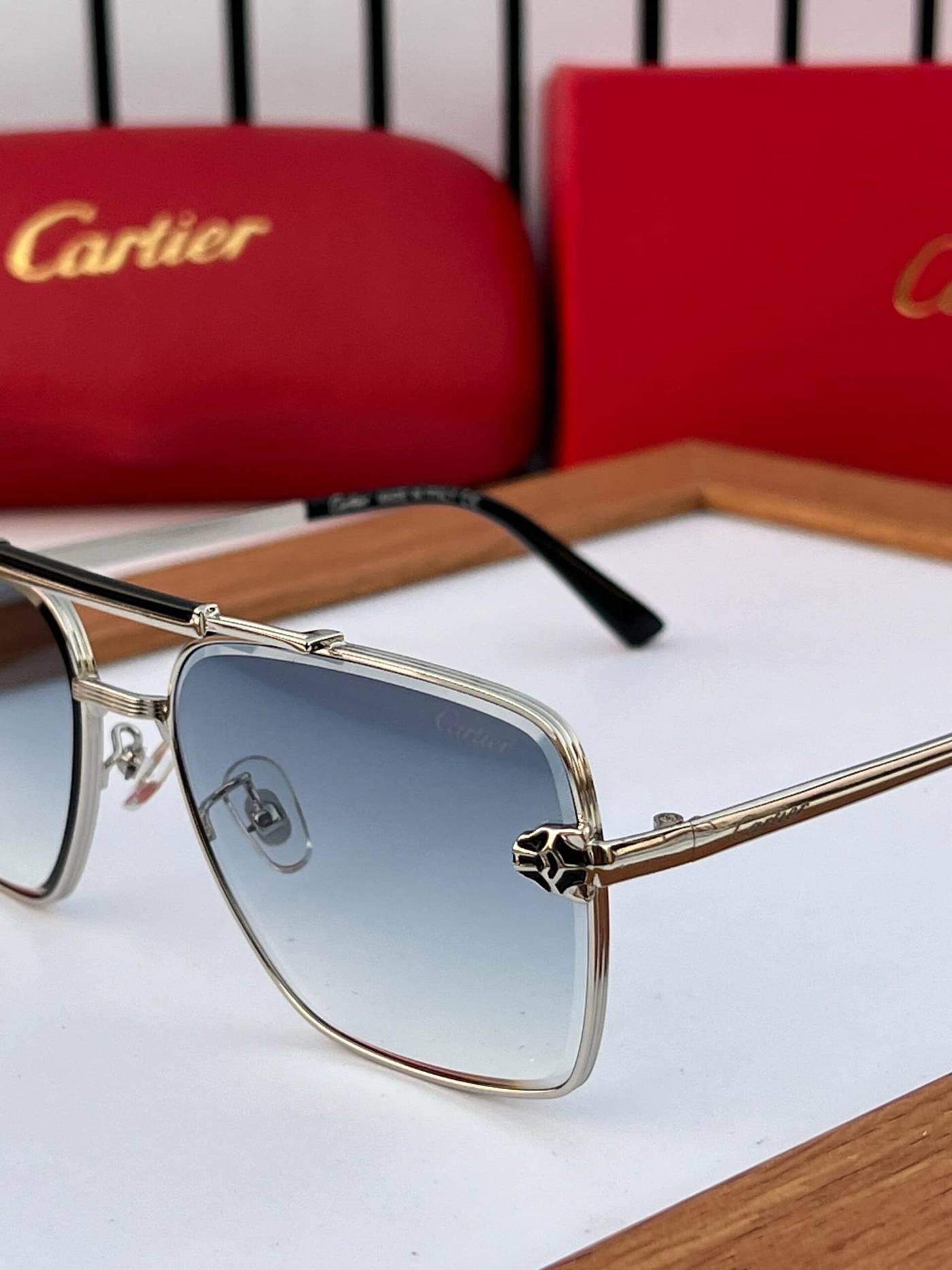 Cartier Sunglass 502 silver blue